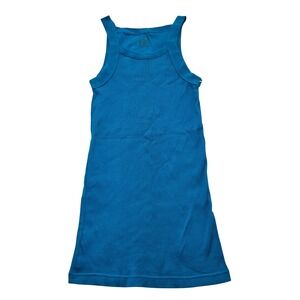 Anchor Blue Y2k Womens Ribbed‎ Long Layering Tank Top Turquoise Blue Cotton Sz M